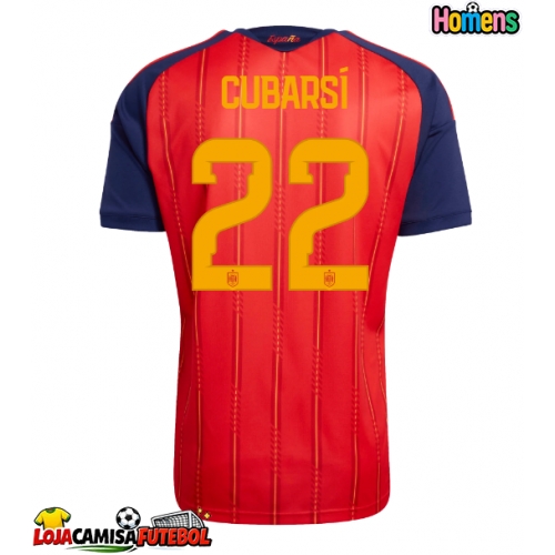 Camisa de Futebol Espanha Pau Cubarsi #22 Equipamento Principal Mundo 2026 Manga Curta